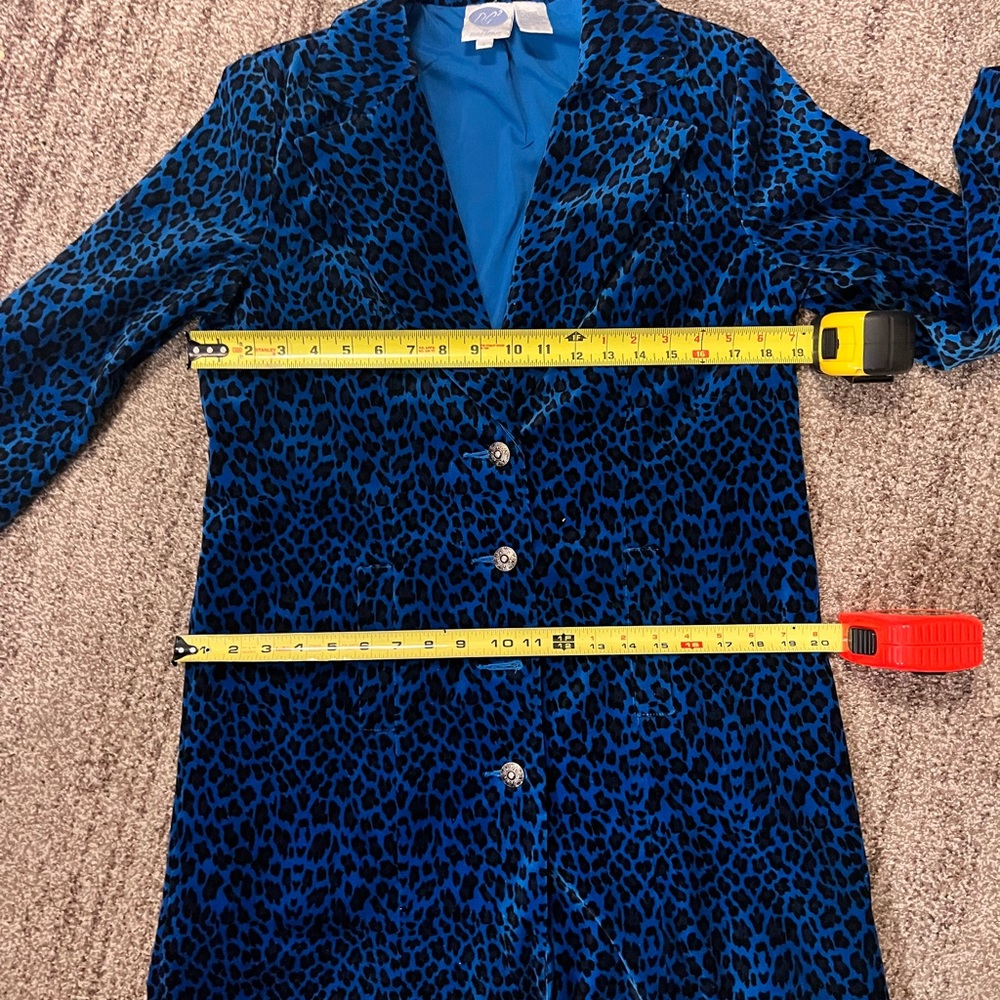 Jacket-Blue leopard velvet feel, rare, funky, DG2, Diane Gilman, fits 6/8 - Picture 10 of 12